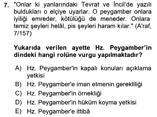 Hadis 2025-2026 Ara Sınav - 7. soru