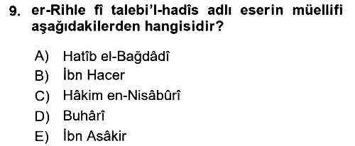 Hadis 2025-2026 Ara Sınav - 9. soru