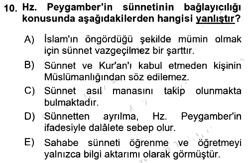 Hadis 2025-2026 Ara Sınav - 10. soru
