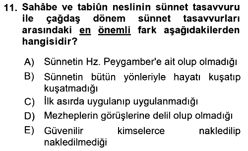 Hadis 2025-2026 Ara Sınav - 11. soru