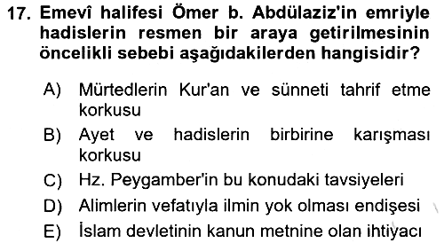 Hadis 2025-2026 Ara Sınav - 17. soru