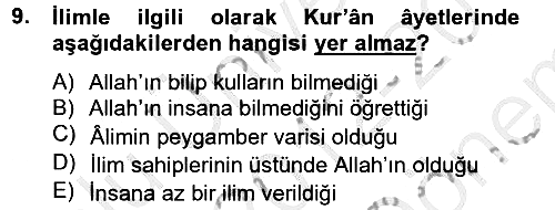 Hadis 2012-2013 Dönem Sonu Sınavı - 9. soru
