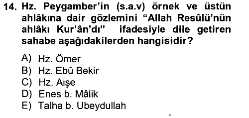 Hadis 2012-2013 Dönem Sonu Sınavı - 14. soru