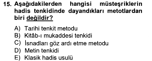 Hadis 2012-2013 Dönem Sonu Sınavı - 15. soru