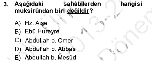 Hadis 2013-2014 Dönem Sonu Sınavı - 3. soru