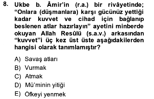 Hadis 2013-2014 Dönem Sonu Sınavı - 8. soru