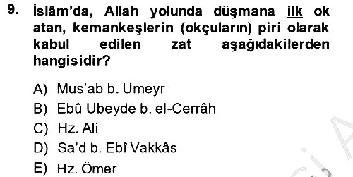 Hadis 2013-2014 Dönem Sonu Sınavı - 9. soru