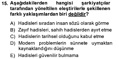 Hadis 2013-2014 Dönem Sonu Sınavı - 15. soru