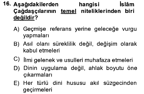 Hadis 2013-2014 Dönem Sonu Sınavı - 16. soru