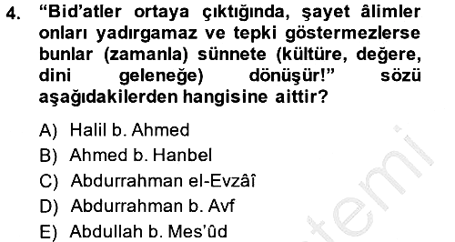 Hadis 2014-2015 Dönem Sonu Sınavı - 4. soru