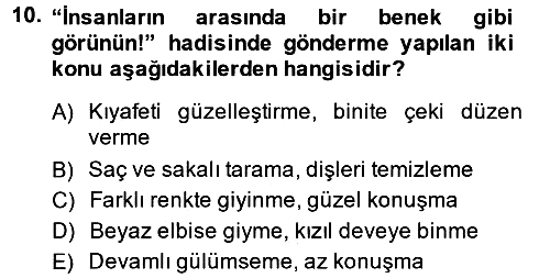 Hadis 2014-2015 Dönem Sonu Sınavı - 10. soru