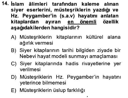 Hadis 2014-2015 Dönem Sonu Sınavı - 14. soru