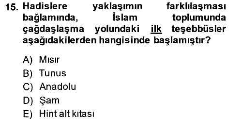 Hadis 2014-2015 Dönem Sonu Sınavı - 15. soru