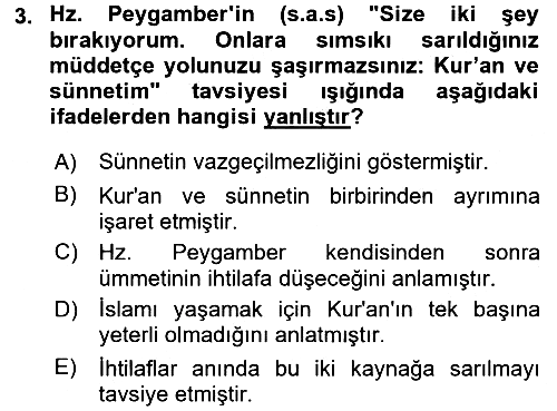Hadis 2015-2016 Dönem Sonu Sınavı - 3. soru