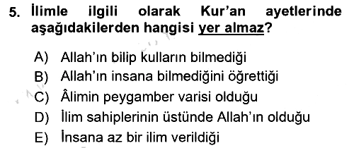 Hadis 2015-2016 Dönem Sonu Sınavı - 5. soru