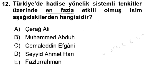 Hadis 2015-2016 Dönem Sonu Sınavı - 12. soru