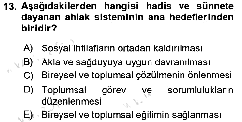 Hadis 2015-2016 Dönem Sonu Sınavı - 13. soru