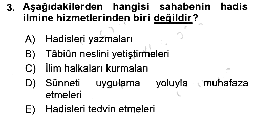 Hadis 2016-2017 Dönem Sonu Sınavı - 3. soru