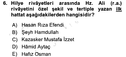 Hadis 2016-2017 Dönem Sonu Sınavı - 6. soru