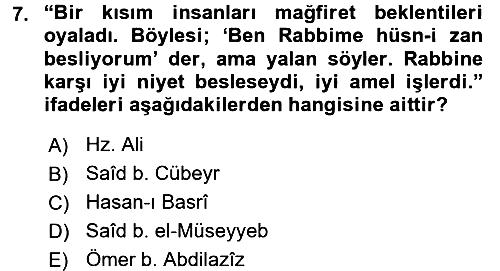 Hadis 2016-2017 Dönem Sonu Sınavı - 7. soru