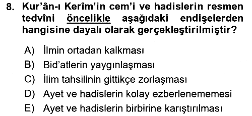 Hadis 2016-2017 Dönem Sonu Sınavı - 8. soru