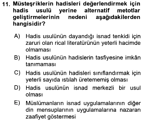 Hadis 2016-2017 Dönem Sonu Sınavı - 11. soru
