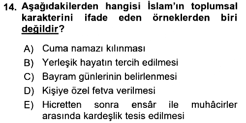 Hadis 2016-2017 Dönem Sonu Sınavı - 14. soru