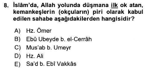 Hadis 2018-2019 Dönem Sonu Sınavı - 8. soru