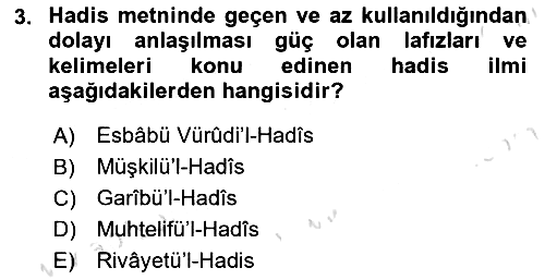 Hadis 2021-2022 Dönem Sonu Sınavı - 3. soru
