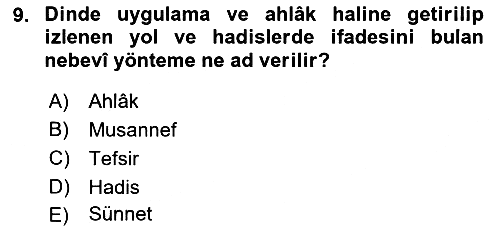 Hadis 2021-2022 Dönem Sonu Sınavı - 9. soru