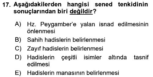 Hadis 2021-2022 Dönem Sonu Sınavı - 17. soru