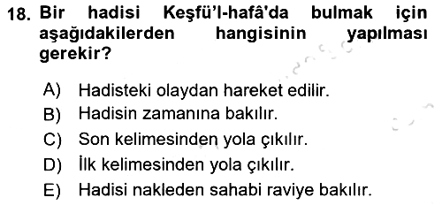 Hadis 2023-2024 Dönem Sonu Sınavı - 18. soru
