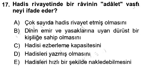 Hadis 2024-2025 Dönem Sonu Sınavı - 17. soru