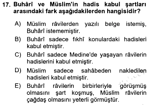Hadis 2025-2026 Dönem Sonu Sınavı - 17. soru