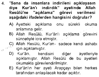 Hadis 2012-2013 Tek Ders Sınavı - 4. soru
