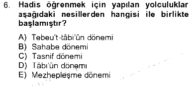 Hadis 2012-2013 Tek Ders Sınavı - 6. soru