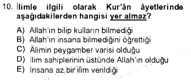 Hadis 2012-2013 Tek Ders Sınavı - 10. soru