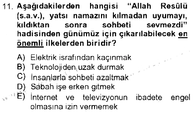 Hadis 2012-2013 Tek Ders Sınavı - 11. soru