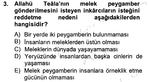 Hadis 2013-2014 Tek Ders Sınavı - 3. soru