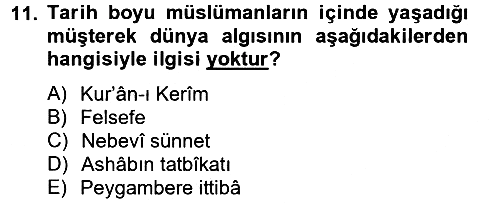 Hadis 2013-2014 Tek Ders Sınavı - 11. soru