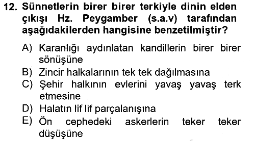Hadis 2013-2014 Tek Ders Sınavı - 12. soru