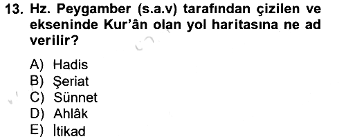 Hadis 2013-2014 Tek Ders Sınavı - 13. soru