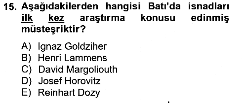 Hadis 2013-2014 Tek Ders Sınavı - 15. soru