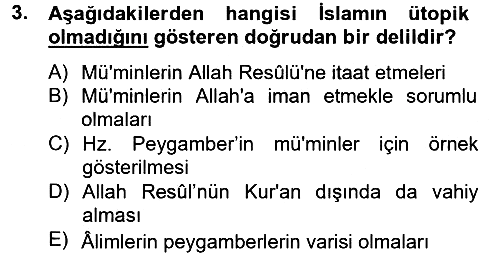Hadis 2014-2015 Tek Ders Sınavı - 3. soru