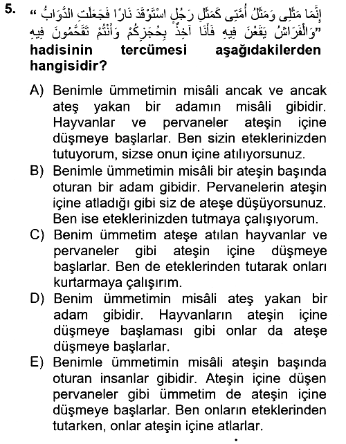 Hadis 2014-2015 Tek Ders Sınavı - 5. soru
