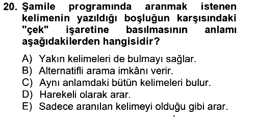 Hadis 2014-2015 Tek Ders Sınavı - 20. soru