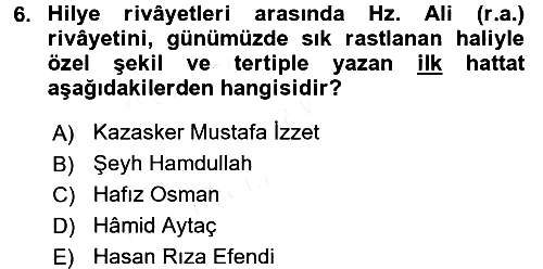 Hadis 2015-2016 Tek Ders Sınavı - 6. soru