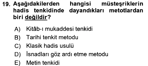 Hadis 2015-2016 Tek Ders Sınavı - 19. soru