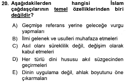 Hadis 2015-2016 Tek Ders Sınavı - 20. soru