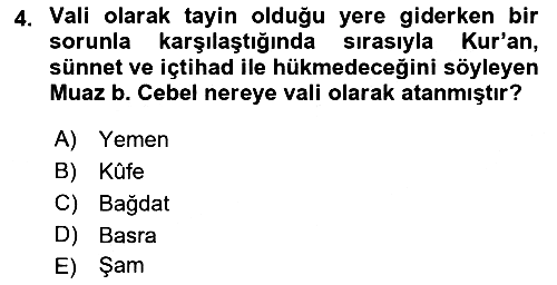 Hadis 2018-2019 Yaz Okulu Sınavı - 4. soru